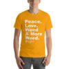 "Peace. Love. Weed & Moree Weed." Strawberry Fields Short-Sleeve Unisex T-Shirt - Image 14